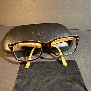 Ray-Ban Men’s Tortoiseshell Frames with Yellow Patterned Temples